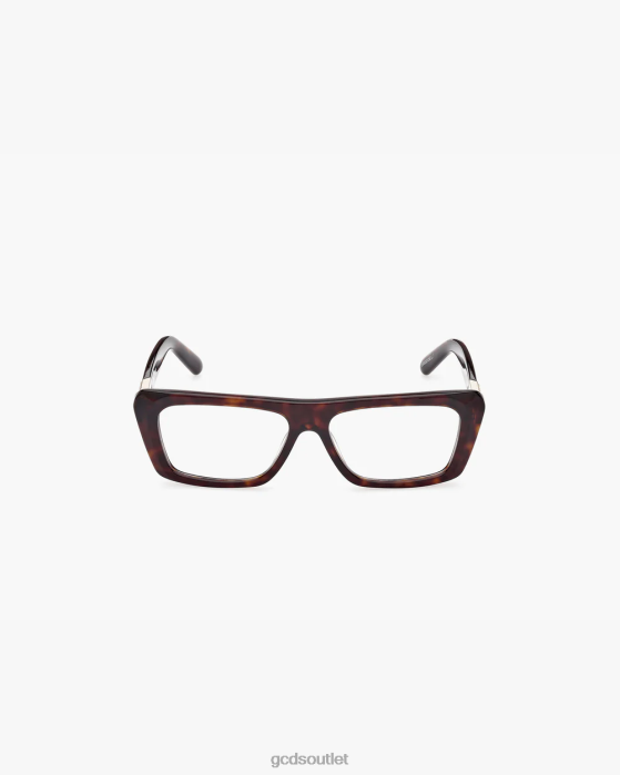 Men GCDS GD5018 Rectangular Eyeglasses Dark Havana 0FVX278