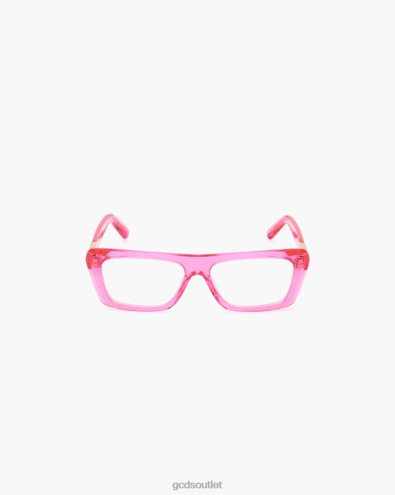 Men GCDS GD5018 Rectangular Eyeglasses Pink 0FVX280