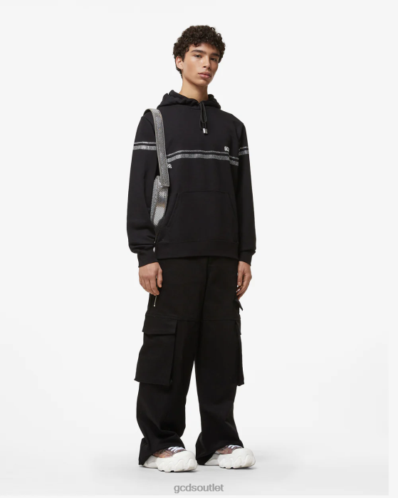 Men GCDS Bling Regular Hoodie Black 0FVX54