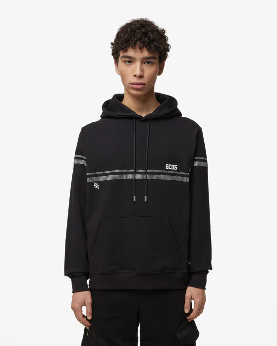 Men GCDS Bling Regular Hoodie Black 0FVX54
