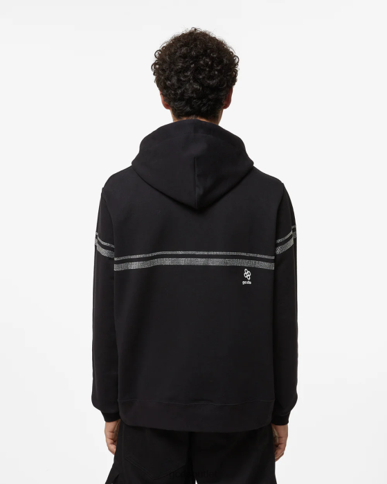 Men GCDS Bling Regular Hoodie Black 0FVX54