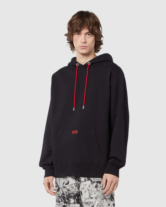 Men GCDS Eco logo regular hoodie Black 0FVX70