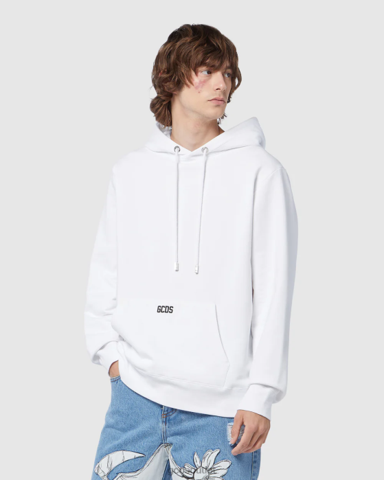 Men GCDS Eco logo regular hoodie White 0FVX72