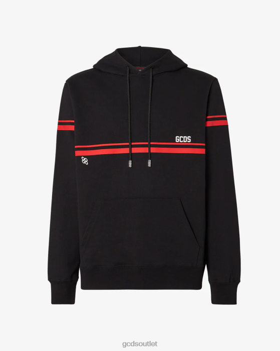 Men GCDS Low Logo Band Hoodie Black 0FVX58