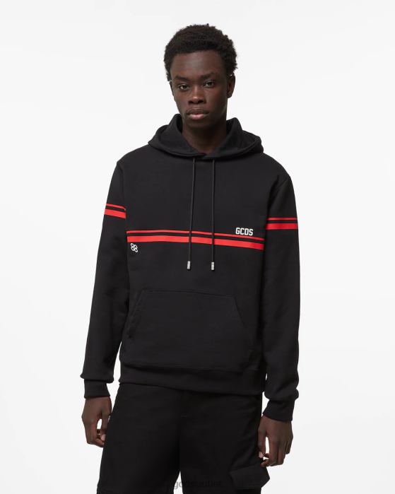 Men GCDS Low Logo Band Hoodie Black 0FVX58