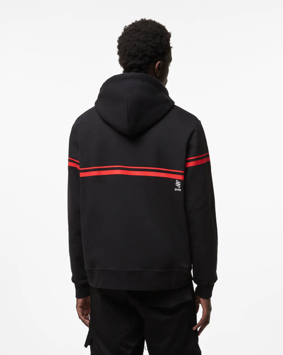 Men GCDS Low Logo Band Hoodie Black 0FVX58