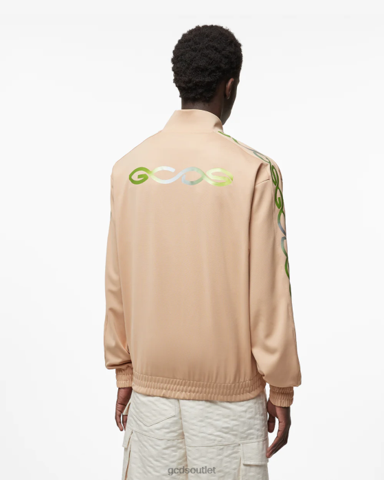 Men GCDS Reflective Print Logo Track Top Beige 0FVX48