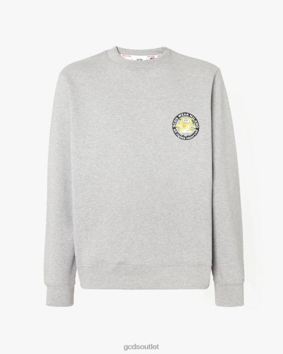 Men GCDS Spongebob Italico Print Regular Crewneck Grey 0FVX52