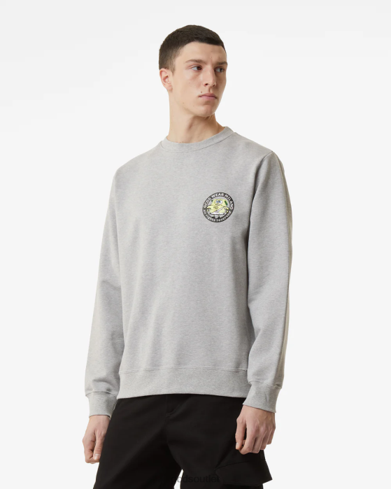 Men GCDS Spongebob Italico Print Regular Crewneck Grey 0FVX52