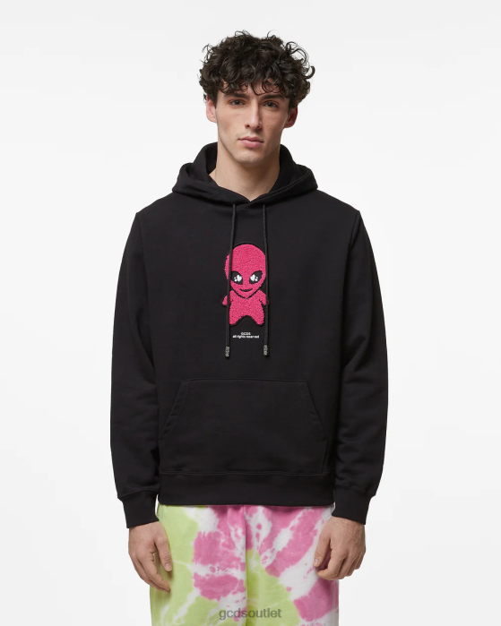 Men GCDS Wirdo Regular Hoodie Black 0FVX61