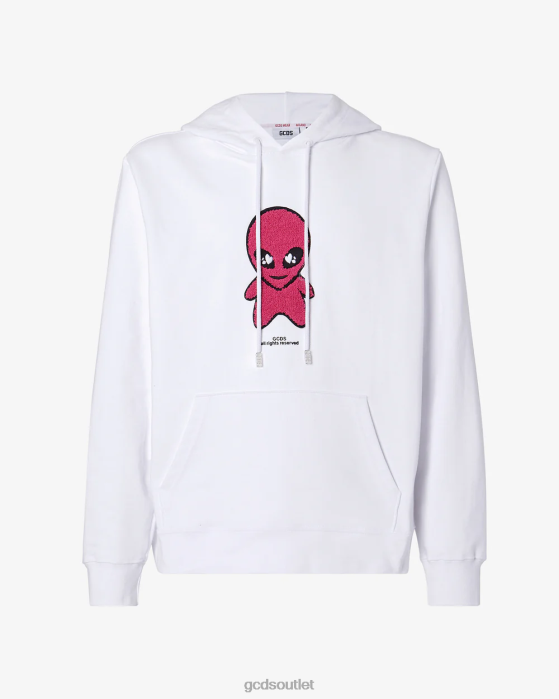 Men GCDS Wirdo Regular Hoodie White 0FVX62