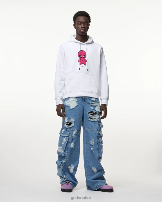 Men GCDS Wirdo Regular Hoodie White 0FVX62