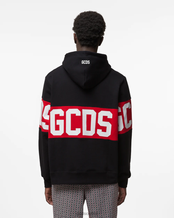Men GCDS logo Band Regular Hoodie Black 0FVX74