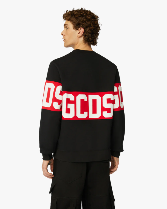 Men GCDS logo band regular crewneck Black 0FVX75