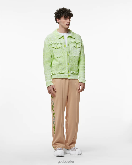Men GCDS Braids Degrade Cardigan Lime 0FVX29