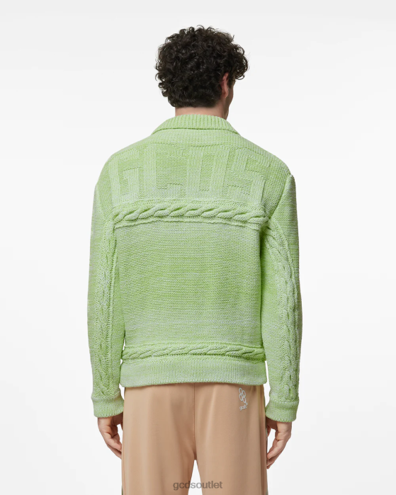 Men GCDS Braids Degrade Cardigan Lime 0FVX29