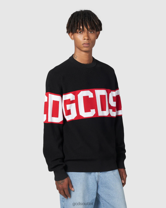 Men GCDS Cotton Logo band sweater Black 0FVX43
