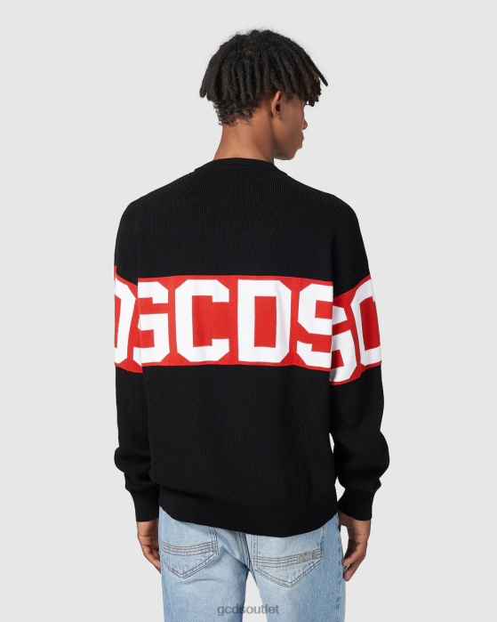 Men GCDS Cotton Logo band sweater Black 0FVX43