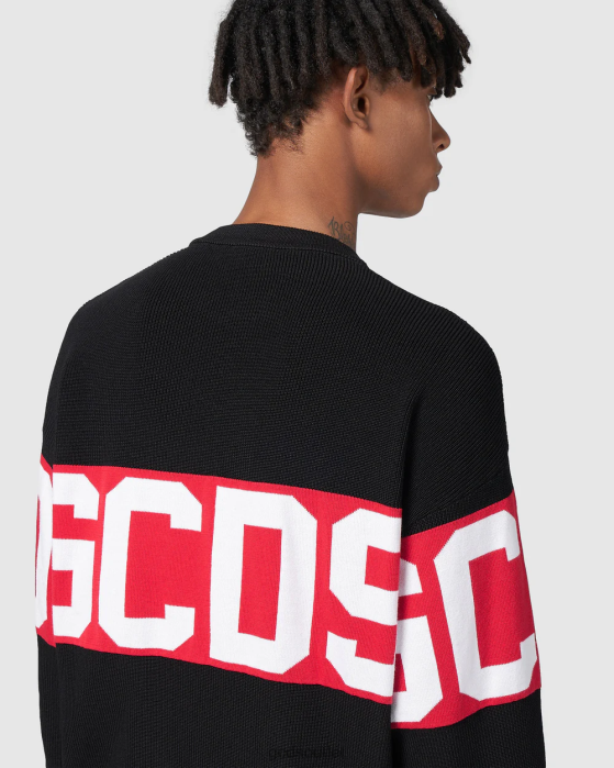 Men GCDS Cotton Logo band sweater Black 0FVX43