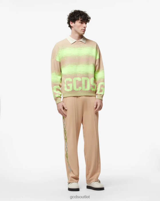 Men GCDS Cotton Low Band Degrade Sweater Beige 0FVX26