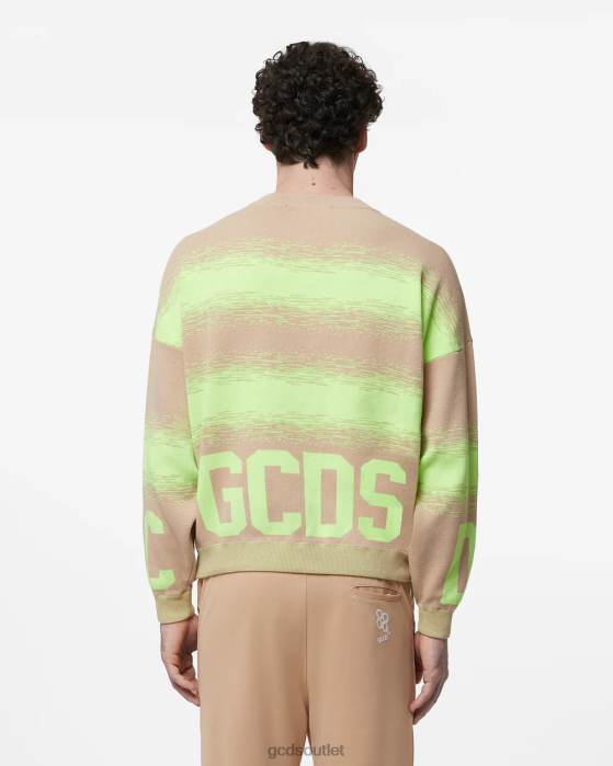 Men GCDS Cotton Low Band Degrade Sweater Beige 0FVX26