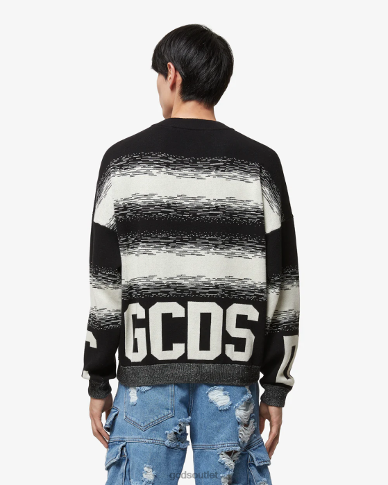 Men GCDS Cotton Low Band Degrade Sweater Black 0FVX23