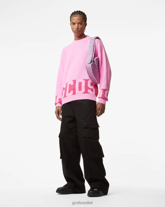 Men GCDS Cotton Low Band Sweater Fuchsia 0FVX35