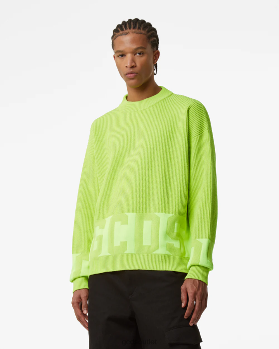 Men GCDS Cotton Low Band Sweater Lime 0FVX34