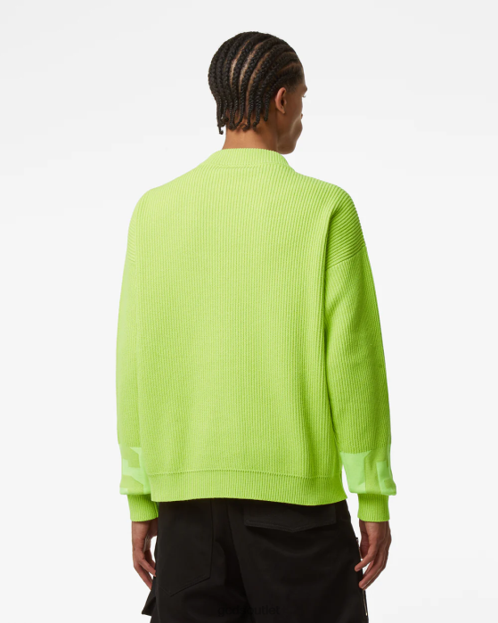 Men GCDS Cotton Low Band Sweater Lime 0FVX34