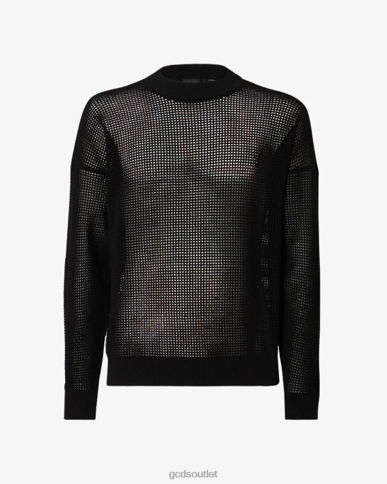 Men GCDS Logo Macrame Sweater Black 0FVX21