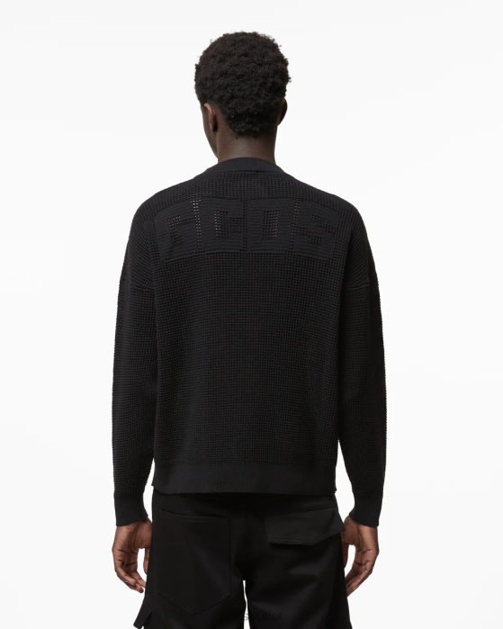 Men GCDS Logo Macrame Sweater Black 0FVX21