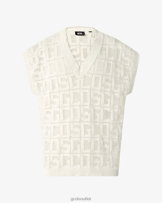Men GCDS Monogram Macrame Gilet Off White 0FVX15