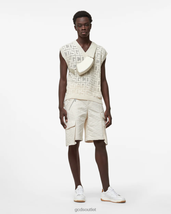 Men GCDS Monogram Macrame Gilet Off White 0FVX15