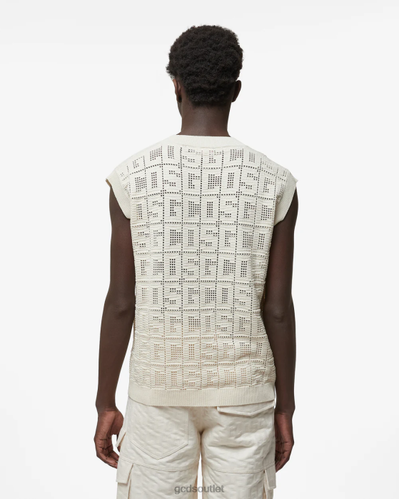 Men GCDS Monogram Macrame Gilet Off White 0FVX15