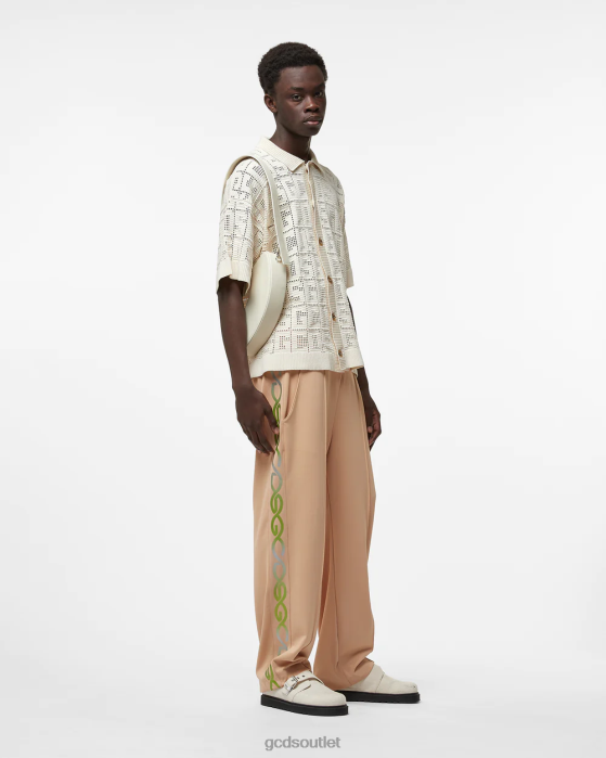 Men GCDS Monogram Macrame Shirt Off White 0FVX14