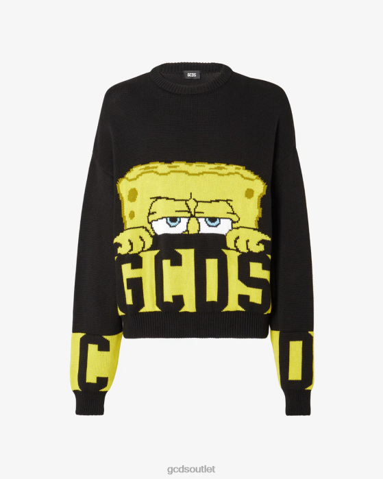 Men GCDS Spongebob Low Band Logo Sweater Black 0FVX39