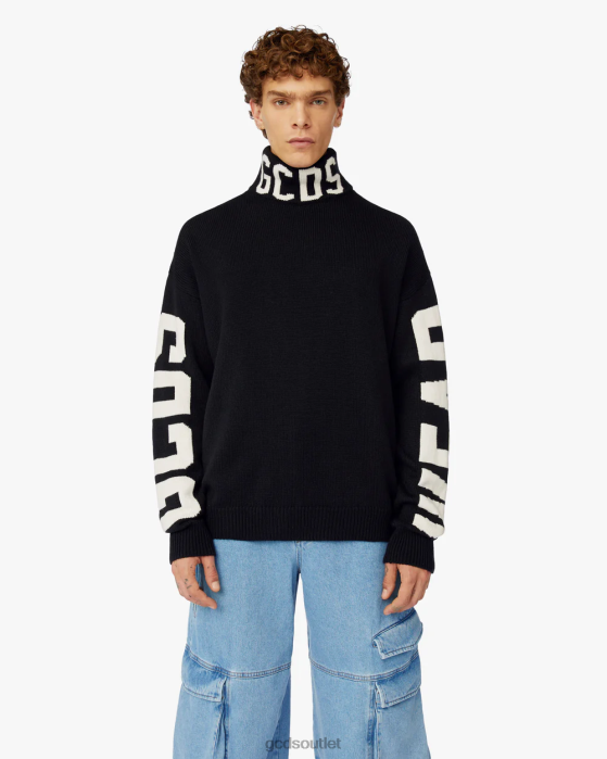 Men GCDS logo turtleneck Black 0FVX40