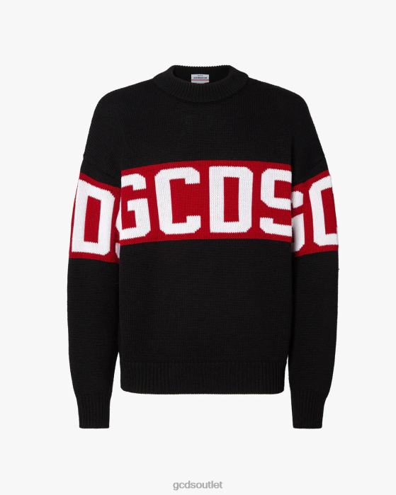 Men GCDS wool logo band sweater Black 0FVX42