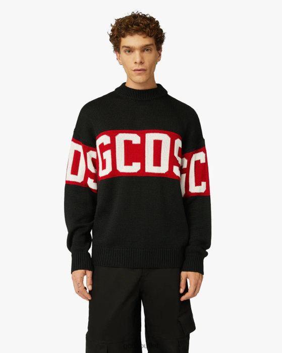 Men GCDS wool logo band sweater Black 0FVX42