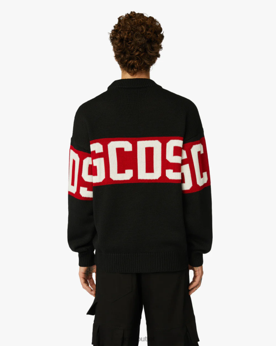 Men GCDS wool logo band sweater Black 0FVX42