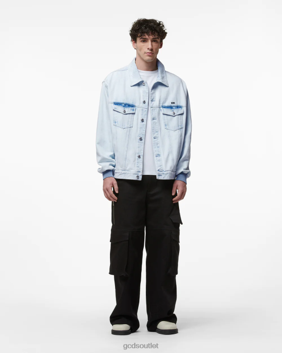 Men GCDS Bleached Denim Jacket White 0FVX10