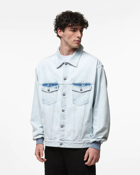Men GCDS Bleached Denim Jacket White 0FVX10