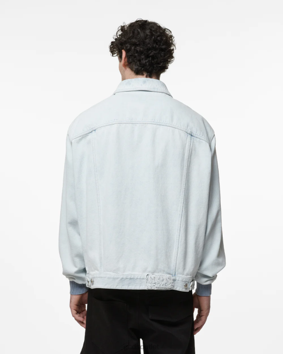 Men GCDS Bleached Denim Jacket White 0FVX10
