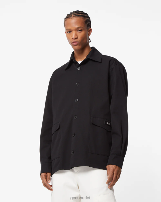Men GCDS Cotton Canvas Overshirt Black 0FVX4
