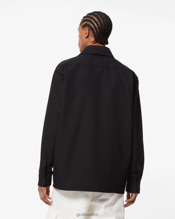 Men GCDS Cotton Canvas Overshirt Black 0FVX4