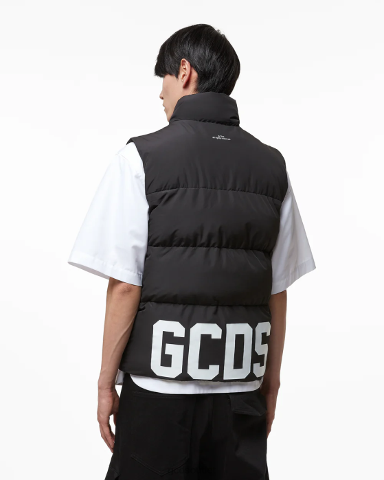 Men GCDS Low Band Puffy Vest White 0FVX11
