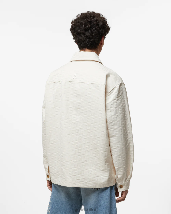 Men GCDS Monogram Cotton Overshirt Off White 0FVX2