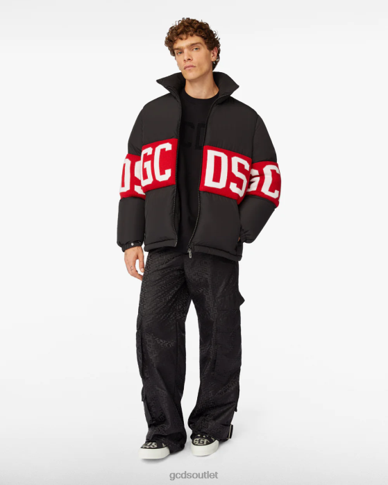 Men GCDS logo band puffer jacket Black 0FVX12