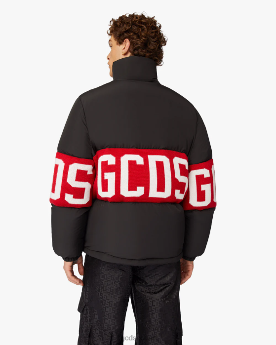 Men GCDS logo band puffer jacket Black 0FVX12