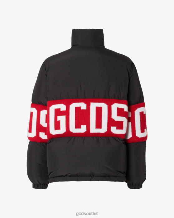 Men GCDS logo band puffer jacket Black 0FVX12